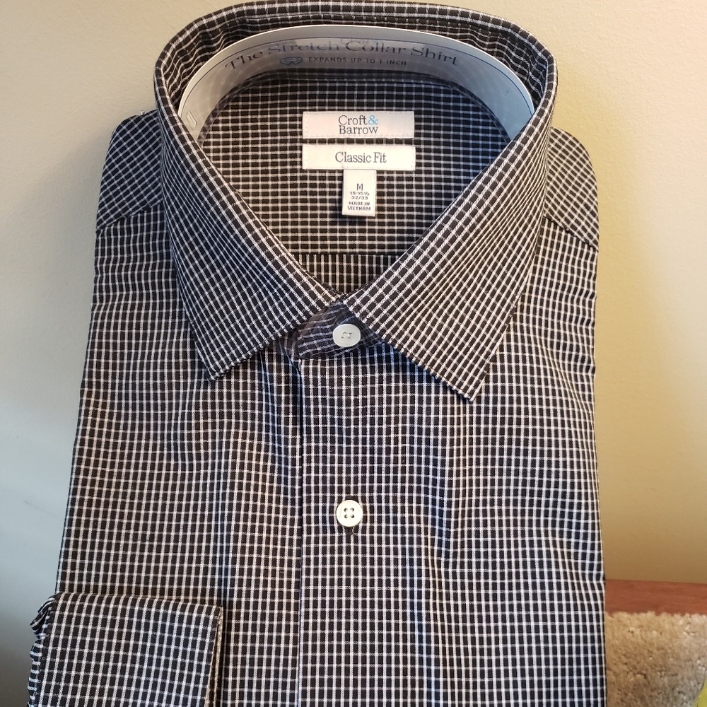 NWOT Ckroft & Barrow Black L/S Shirt Men's Medium